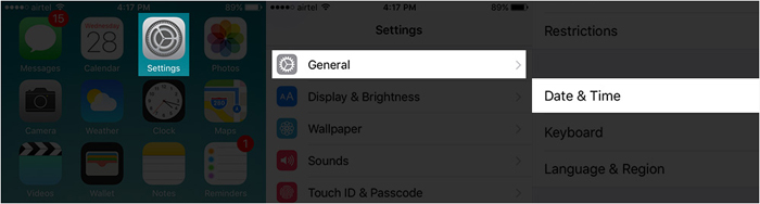 Verifique la información de la hora y la fecha en el iPhone