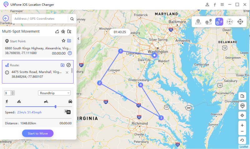 Cómo simular el movimiento GPS entre múltiples SOPOTS