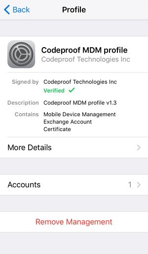 Eliminar el perfil MDM