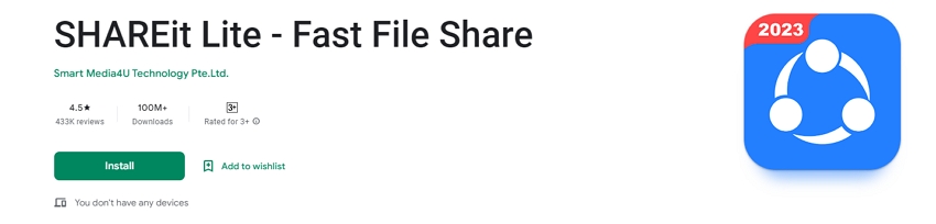 Transferencia de datos de Shareit