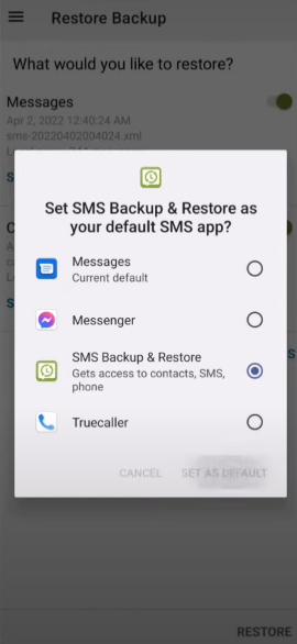 Copia de seguridad y restauración de SMS 3