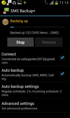 Archive de mensajes de texto en Android a través de SMS Backup Plus
