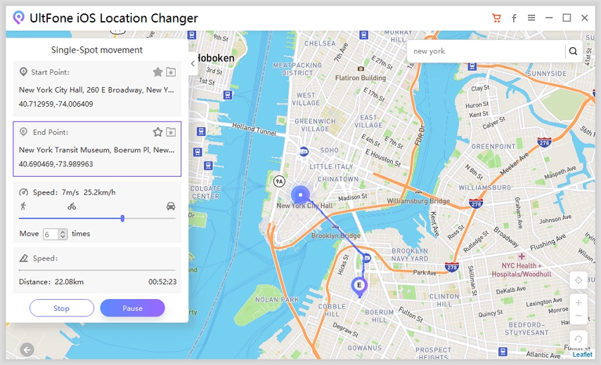 Cómo simular el movimiento GPS entre dos puntos