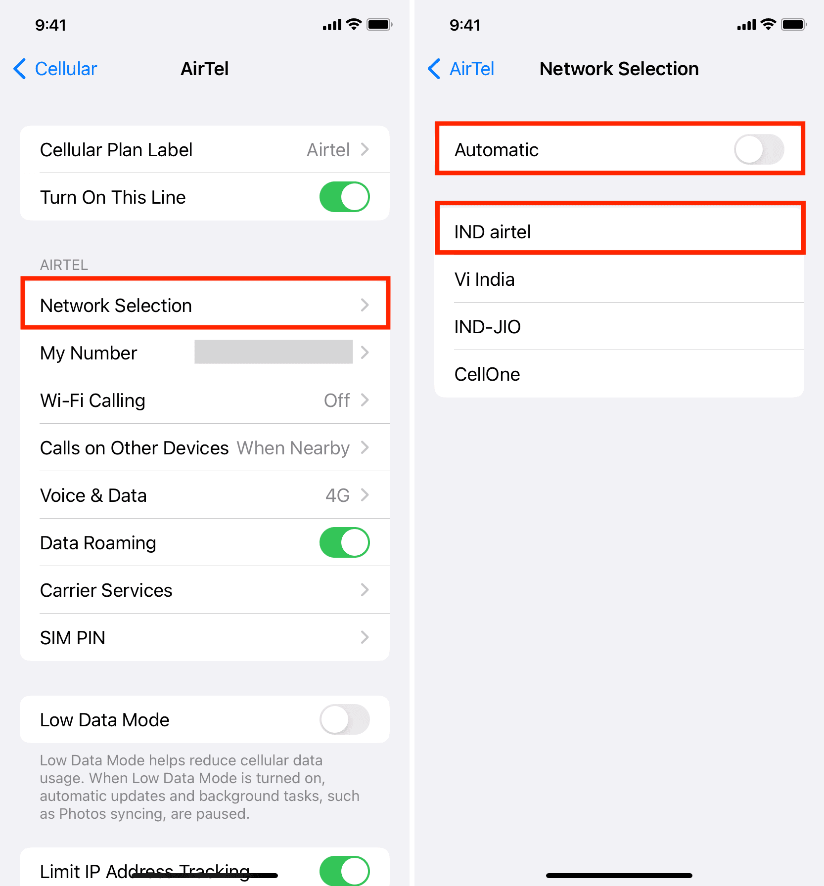 Pasos para elegir manualmente su red celular a través de la configuración del iPhone