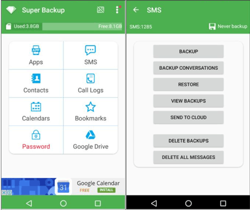 Contactos Restauración de copia de seguridad con Super Backup