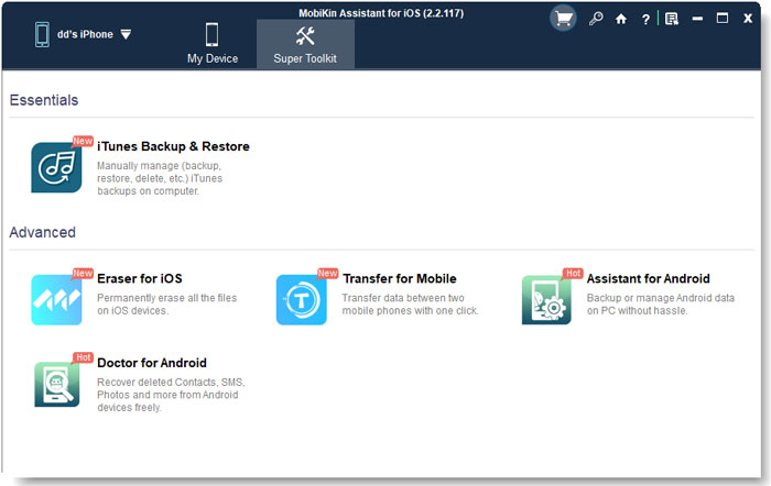Elija la función de copia de seguridad y restauración de iTunes