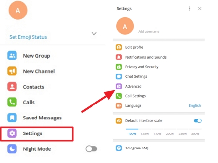 Configuración de escritorio de telegrama avanzada
