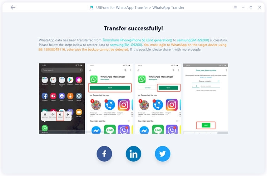 Transfiera con éxito WhatsApp a Android desde iPhone con éxito