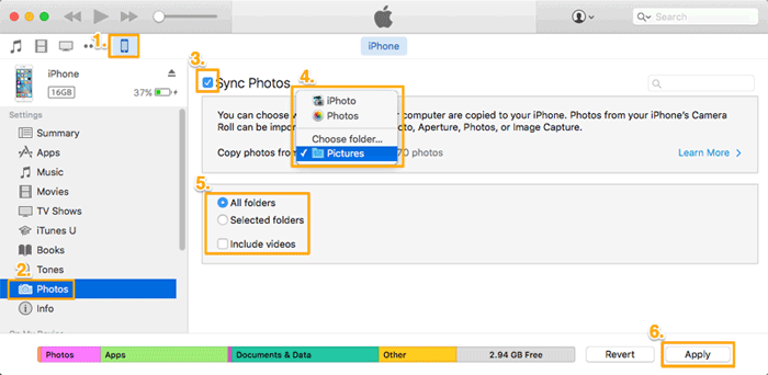 Cómo obtener fotos de computadora a teléfono a través de iTunes
