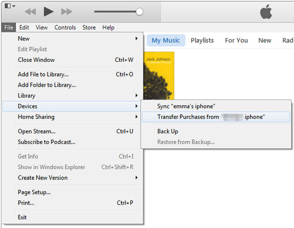 Transfiera música desde iPhone a unidad flash con iTunes