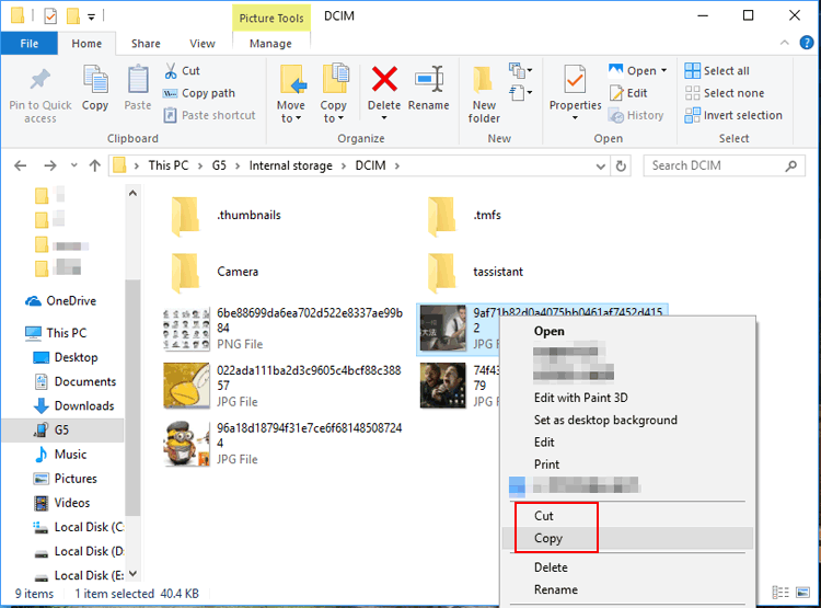 Haga una copia de seguridad de OnePlus Phone a PC por arrastrar y soltar