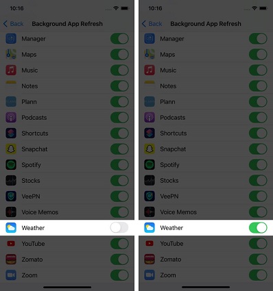El widget de la aplicación meteorológica no funciona