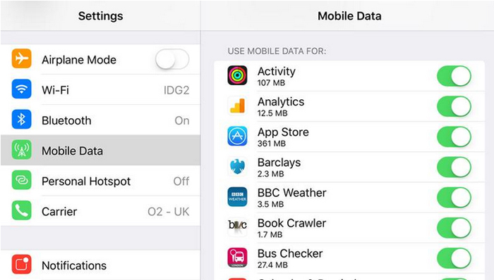 Cambiar datos móviles para acceder a App Store