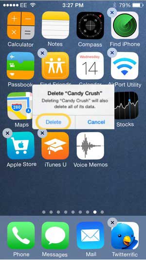 Eliminar aplicaciones para arreglar iPhone sigue congelando