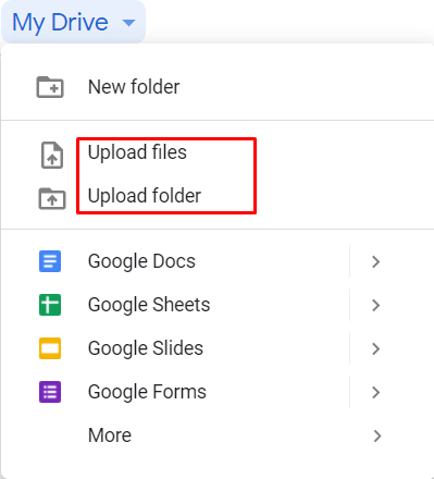 Cargar archivos en Google Drive para una transferencia inalámbrica
