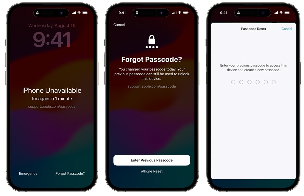 Use old passcode to unlock iphone on ios 17 within 72 hours.jpg