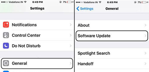 Actualice la versión de iOS al más nuevo