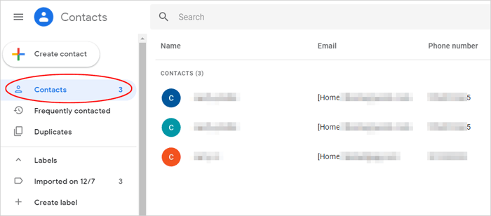 Contactos de acceso en los contactos de Google