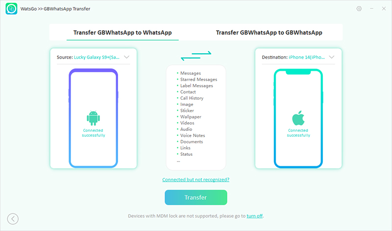 Presione el botón de transferencia
