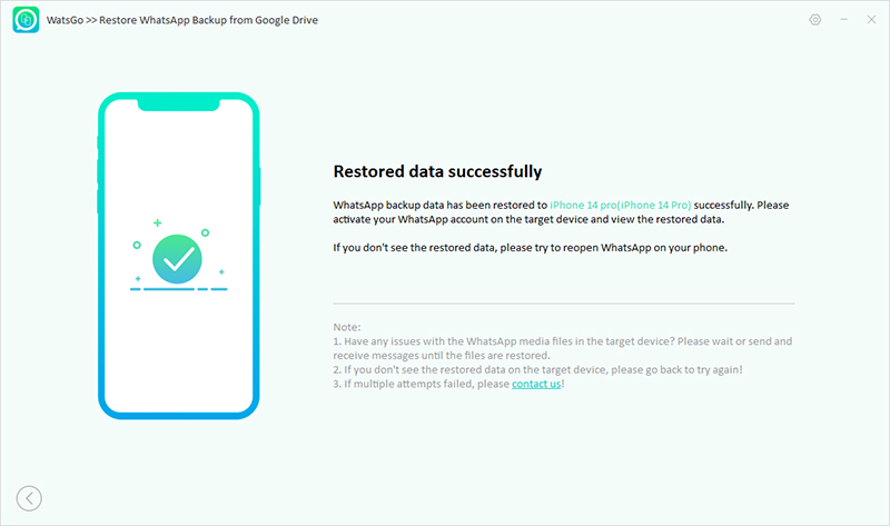 Restaurar la copia de seguridad de Google Drive con éxito