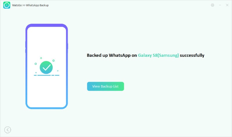 Guía Watsgo - Exportar copia de seguridad de WhatsApp con éxito
