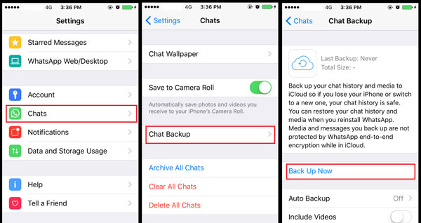 chat de whatsapp de copia de seguridad en iPhone