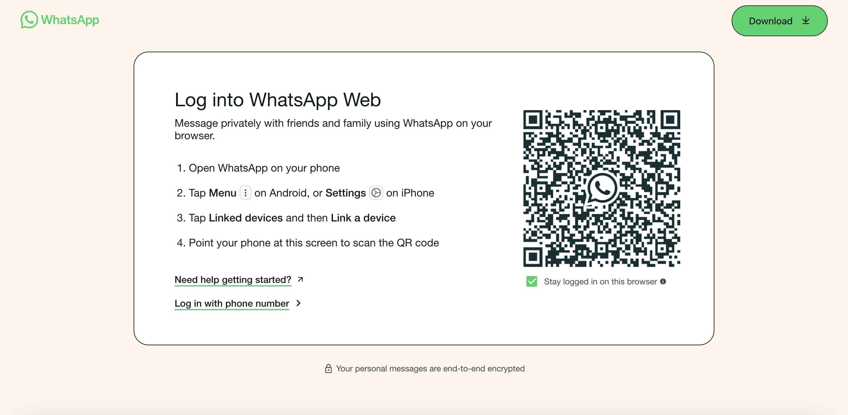 Inicie sesión en WhatsApp Web