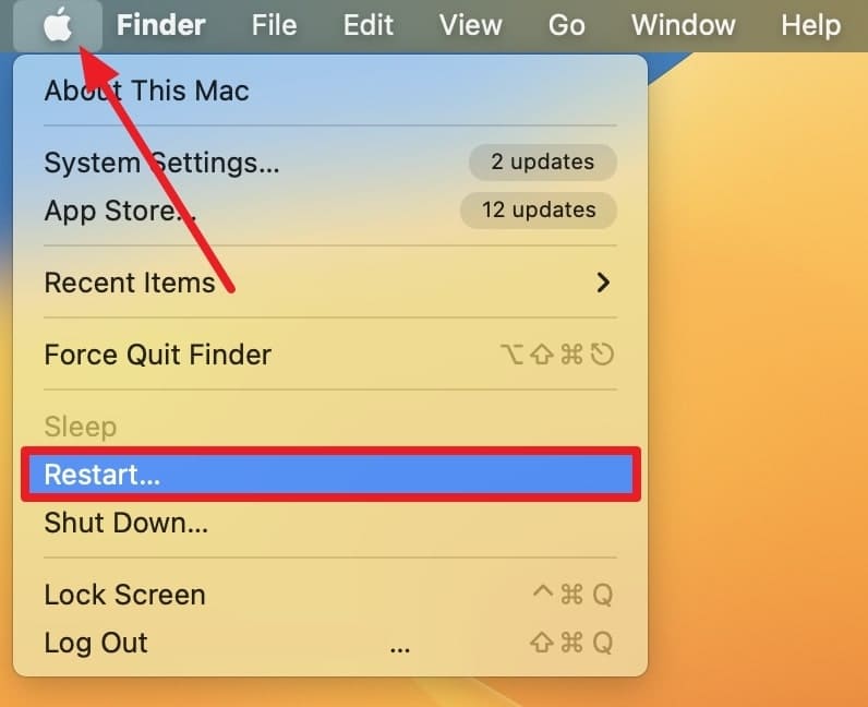 presione reiniciar después del icono de Apple