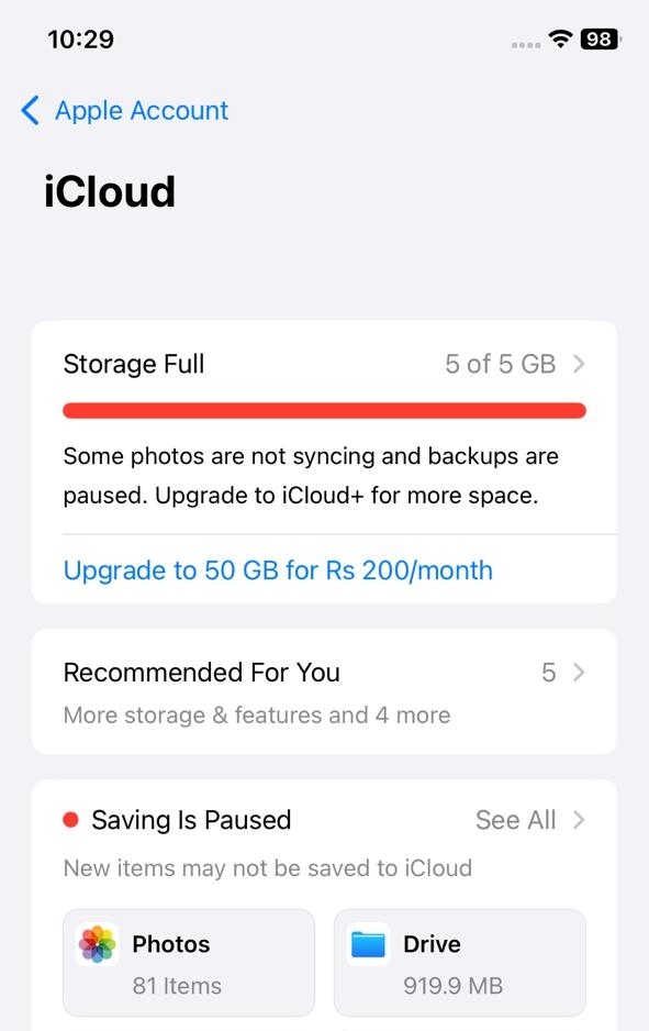 Whatsapp restore from icloud stuck icloud storage.jpg